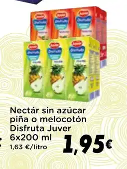 Supermercados Piedra JUVER Nectár sin azúcar piña o melocotón Disfruta oferta