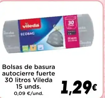 Supermercados Piedra VILEDA Bolsas de basura autocierre fuerte 30 litros oferta