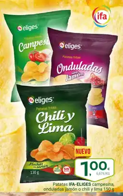 Supermercados Dani IFA ELIGES Patatas campesina onduladas jamón o chili y lima oferta