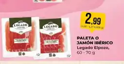 SPAR LEGADO ELPOZO Paleta o jamón ibérico oferta