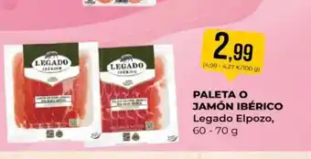 SPAR LEGADO ELPOZO Paleta o jamón ibérico oferta