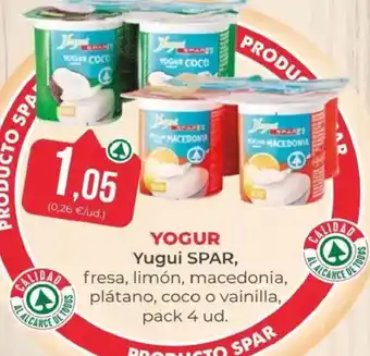 SPAR YUGUI SPAR Yogur fresa, limón, macedonia, plátano, coco o vainilla oferta