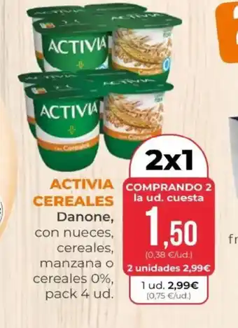 SPAR DANONE Activia cereales con nueces cereales manzana o cereales 0% oferta
