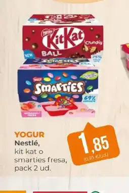 SPAR NESTLE Yogur kit kat o smarties fresa oferta