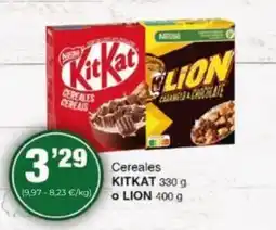 SPAR KITKAT o LION Cereales oferta