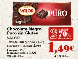Gadis VALOR chocolate Negro Puro sin Gluten oferta