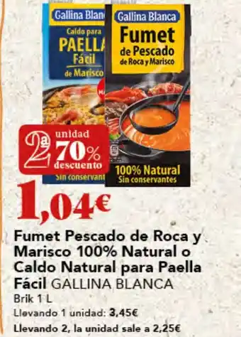 Gadis GALLINA BLANCA Fumet Pescado de Roca y Marisco 100% Natural o Caldo Natural para Paella Fácil oferta