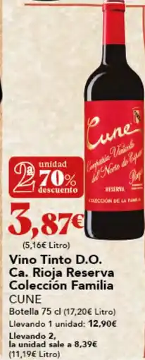 Gadis CUNE Vino Tinto D.O. Ca. Rioja Reserva Colección Familia oferta