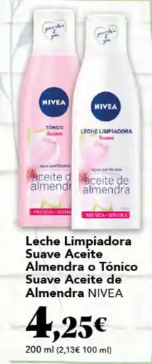 Gadis NIVEA Leche Limpiadora Suave Aceite Almendra o Tónico Suave Aceite de Almendra oferta