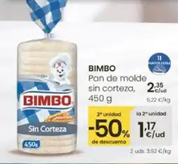 Aliprox BIMBO Pan de molde sin corteza oferta