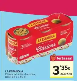 Caprabo LA ESPANOLA Olives farcides d'anxova oferta
