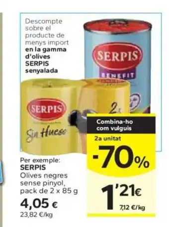 Caprabo SERPIS Olives negres sense pinyol oferta