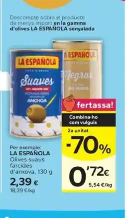 Caprabo LA ESPAÑOLA Olives suaus farcides d'anxova oferta