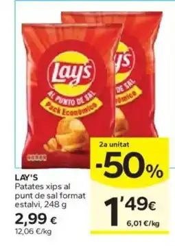 Caprabo LAY'S Patates xips al punt de sal format estalvi oferta