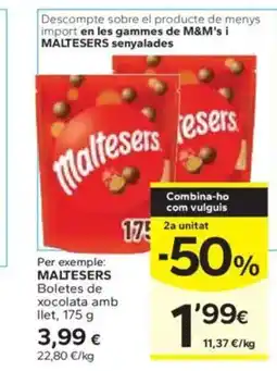 Caprabo MALTESERS Boletes de xocolata amb llet oferta