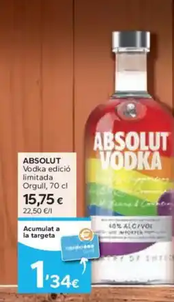 Caprabo ABSOLUT Vodka edició limitada Orgull oferta