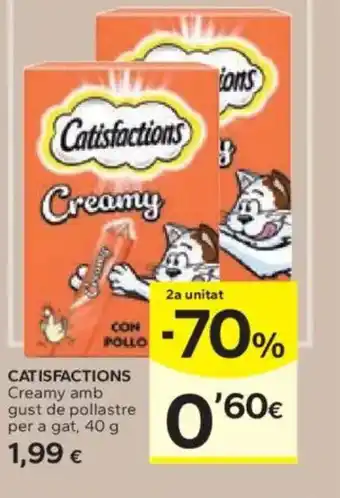 Caprabo CATISFACTIONS Creamy amb gust de pollastre per a gat oferta