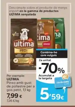Caprabo ULTIMA Pinso amb gust de pollastre per a gos petit oferta