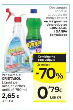 Caprabo CRISTASOL Líquid per netejar vidres antibaf oferta
