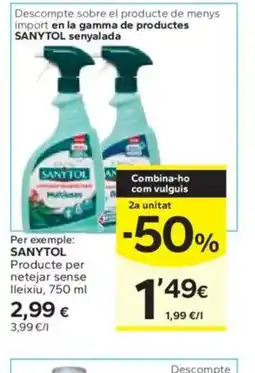 Caprabo SANYTOL Producte per netejar sense Ileixiu oferta