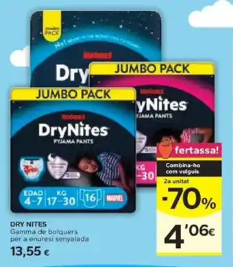 Caprabo DRY NITES Gamma de bolquers oferta
