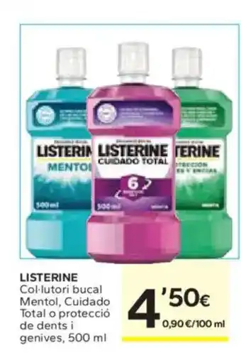 Caprabo LISTERINE Col·lutori bucal Mentol, Cuidado Total o protecció de dents i genives oferta
