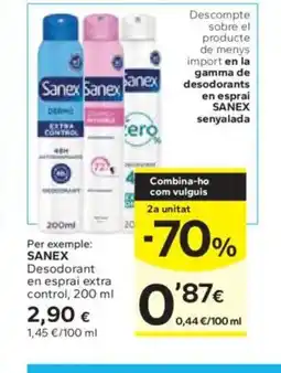 Caprabo SANEX Desodorant en esprai extra control oferta