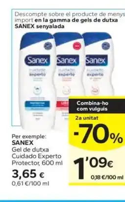 Caprabo SANEX Gel de dutxa Cuidado Experto Protector oferta