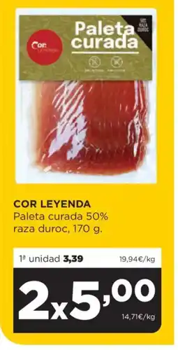 Alimerka COR LEYENDA Paleta curada 50% raza duroc oferta