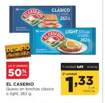 Alimerka EL CASERIO Queso en lonchas clásico oferta