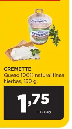 Alimerka CREMETTE Queso 100% natural finas hierbas oferta