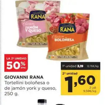 Alimerka GIOVANNI RANA Tortellini boloñesa o de jamón york y queso oferta