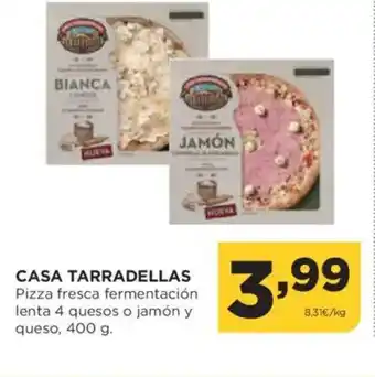 Alimerka CASA TARRADELLAS Pizza fresca fermentación lenta 4 quesos o jamón y queso oferta