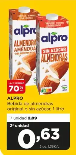 Alimerka ALPRO Bebida de almendras original o sin azúcar oferta
