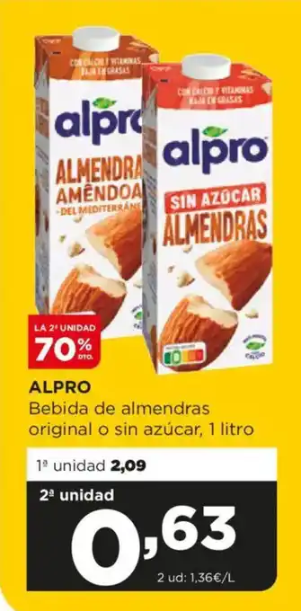 Alimerka ALPRO Bebida de almendras original o sin azúcar oferta