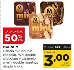 Alimerka MAGNUM Helado min double chocolat, mini double chocolate y caramelo o mini double hazelnut utopia, 6 uds oferta