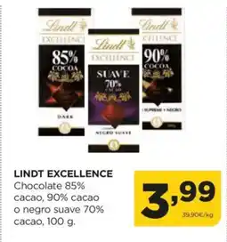Alimerka LINDT EXCELLENCE Chocolate 85% cacao, 90% cacao o negro suave 70% oferta