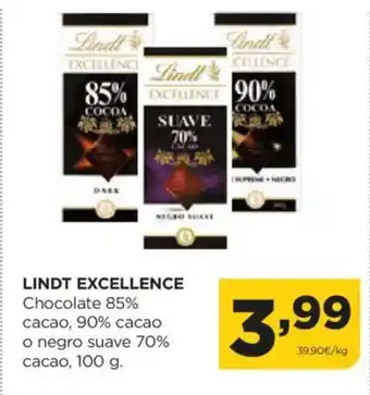 Alimerka LINDT EXCELLENCE Chocolate 85% cacao, 90% cacao o negro suave 70% oferta