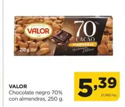 Alimerka VALOR Chocolate negro 70% con almendras oferta