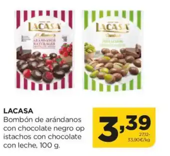 Alimerka LACASA Bombón de arándanos con chocolate negro op istachos con chocolate con leche oferta
