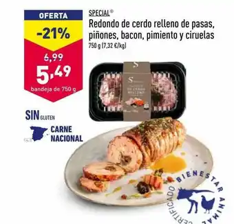 ALDI Special Redondo De Cerdo Relleno De Pasas Piñones Bacon Pimiento Y Ciruelas oferta