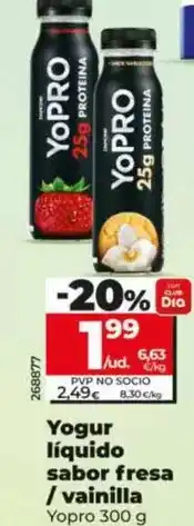 Dia Yopro - yogur líquido sabor fresa/vainilla oferta