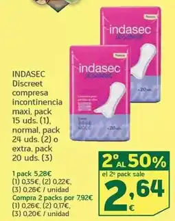 HiperDino Indasec - discreet compresa incontinencia maxi oferta