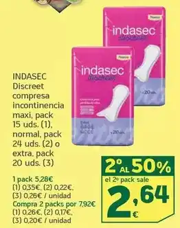 HiperDino Indasec - discreet compresa incontinencia maxi oferta