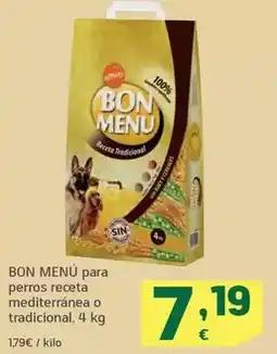 HiperDino Bon menu - para perros receta mediterránea o tradicional oferta