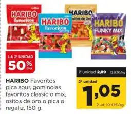 Alimerka HARIBO Favoritos pica sour, gominolas favoritos classic o mix, ositos de oro o pica o regaliz oferta