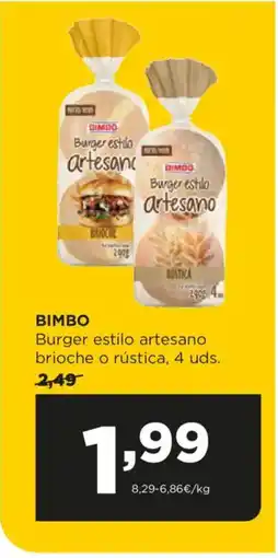 Alimerka BIMBO Burger estilo artesano brioche o rústica oferta