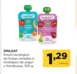 Alimerka SMILEAT Pouch ecológico de frutas variadas o ecológico de yogur y frambuesa oferta