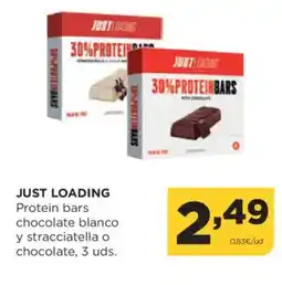 Alimerka JUST LOADING Protein bars chocolate blanco y stracciatella o chocolate oferta