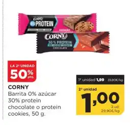 Alimerka CORNY Barrita 0% azúcar 30% protein chocolate o protein oferta
